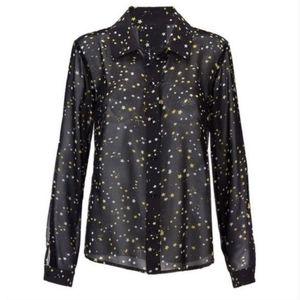 CAbi Galaxy Button Down Blouse, Size Large